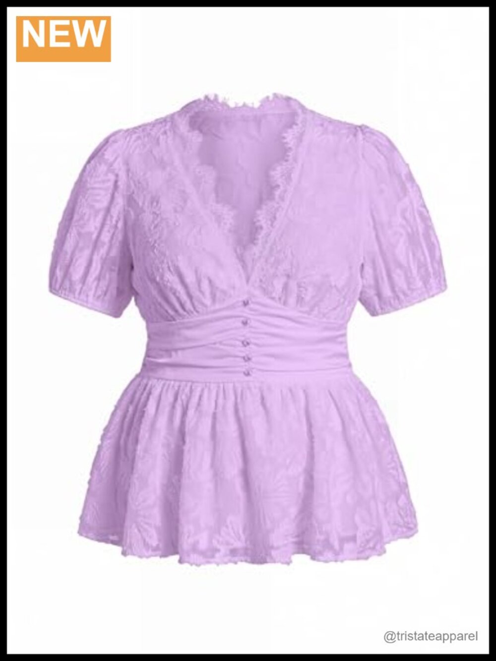 Plus Size Sheer Lace Top Deep V Peplum Blouse Concert Outfit